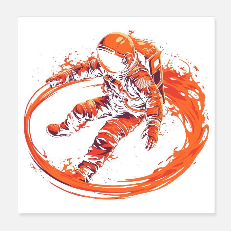 Astronaut von Flammen umzingelt Poster 20x20 cm