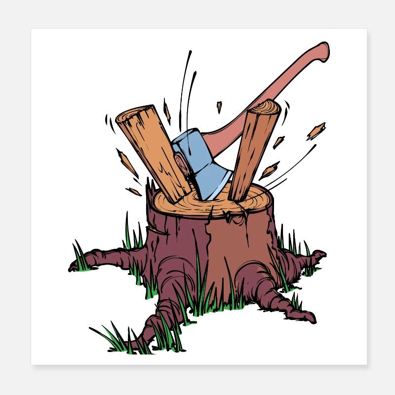 Baumfäller Axt Holz Holzfäller Waldarbeit Poster 20x20 cm