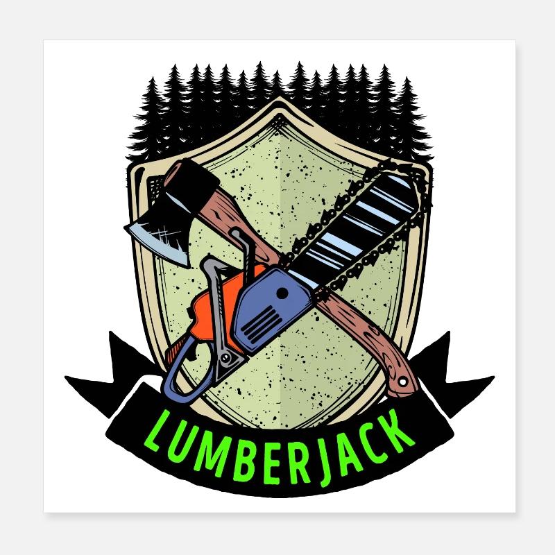 Hache bois scie dire menuiserie bûcheron bois Poster 20 x 20 cm