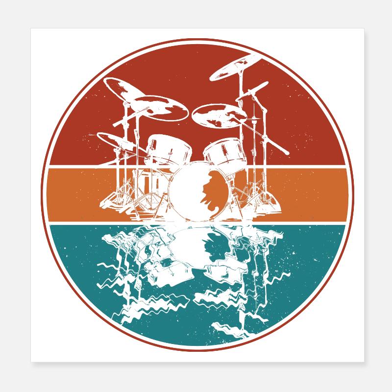 Drum set - Poster 20x20 cm - Weiß