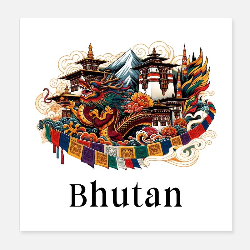 Bhutan Drache Thimphu Himalaya Poster 20x20 cm