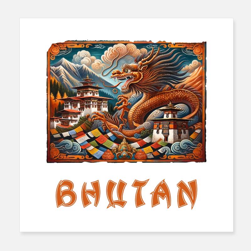 Bhutan Drache Buddha Thimphu Poster 20x20 cm