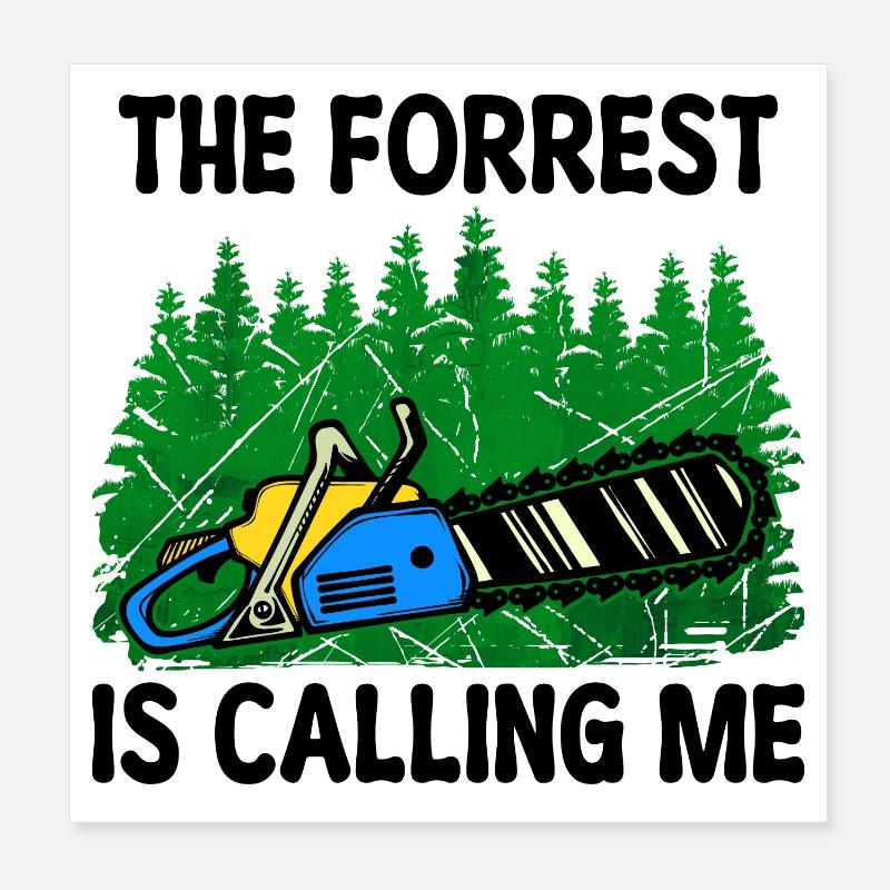 Saw Woodwork Lumberjack Tree Statement Forest Poster 8" x 8" (20x20 cm)
