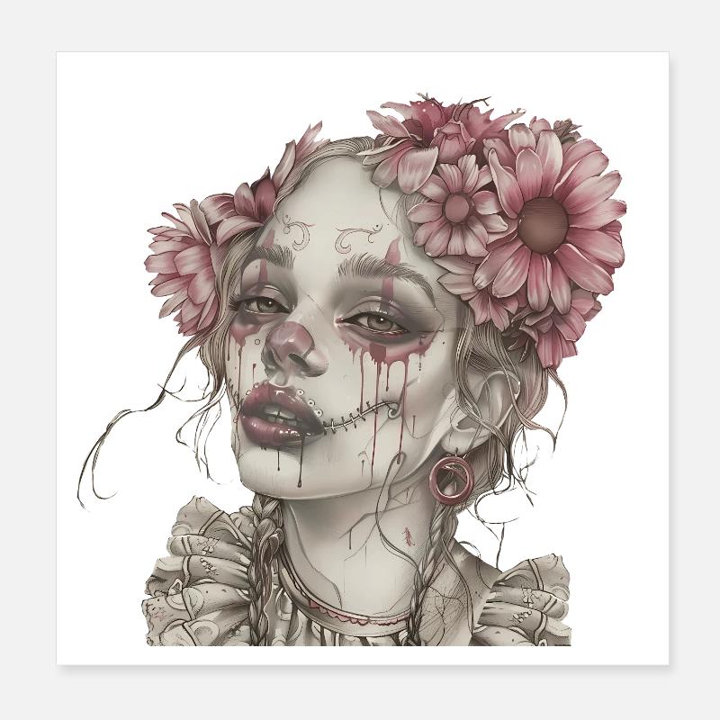 Calavera rose Poster 20 x 20 cm