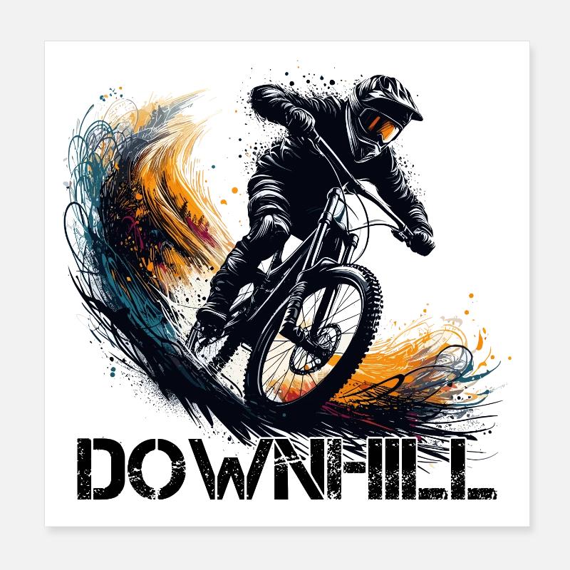 Downhill Down Hill MTB Mountainbiking Geschenk Poster 20x20 cm