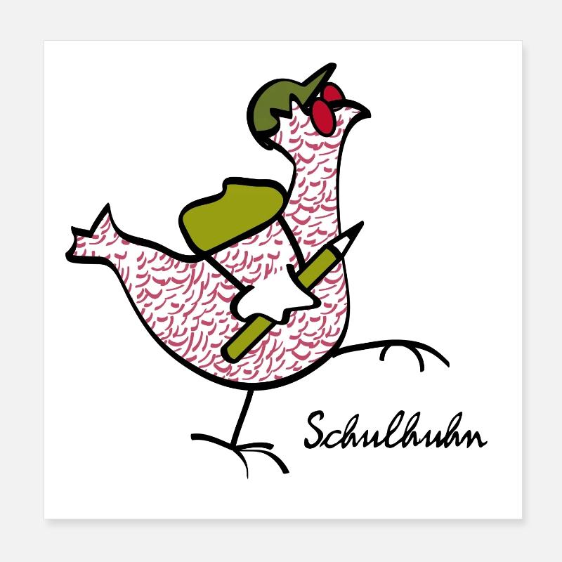 RIKELS Das Schul-Huhn starke Begleiter im Alltag - Poster 20x20 cm - Weiß
