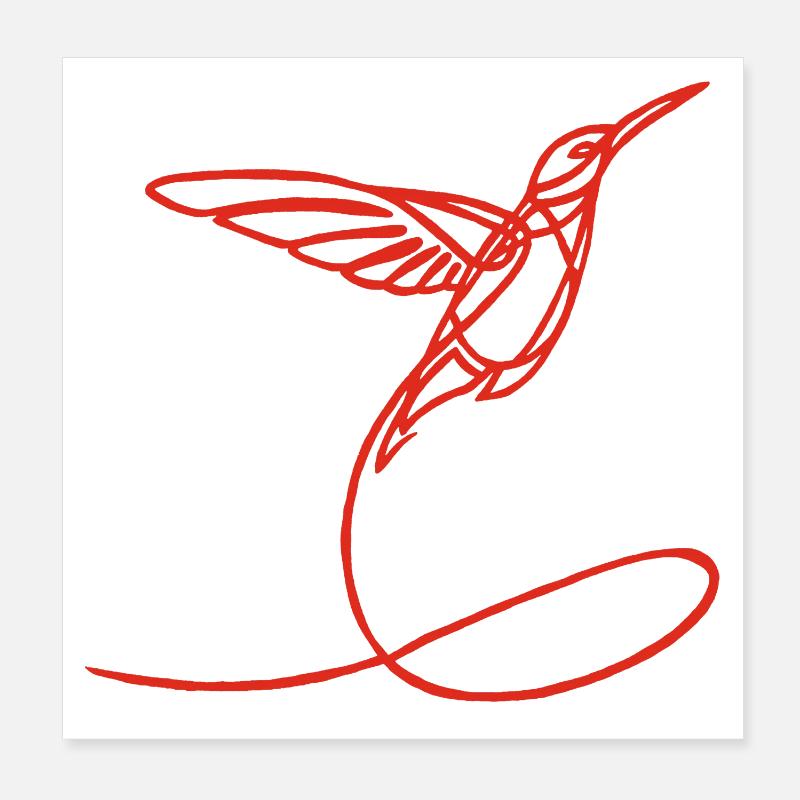 Oiseau étrange rouge Poster 20 x 20 cm