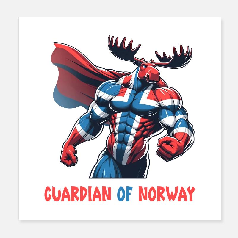 Wächter von Norwegen Elch - Poster 20x20 cm - Weiß