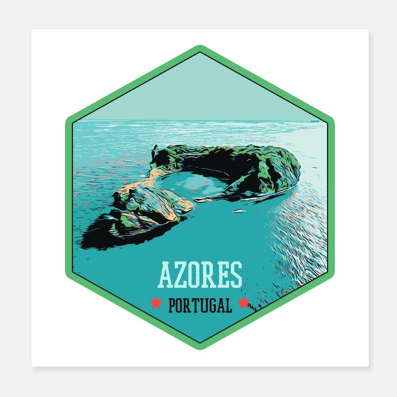 Illustration Vulkaninseln, Azoren Poster 20x20 cm