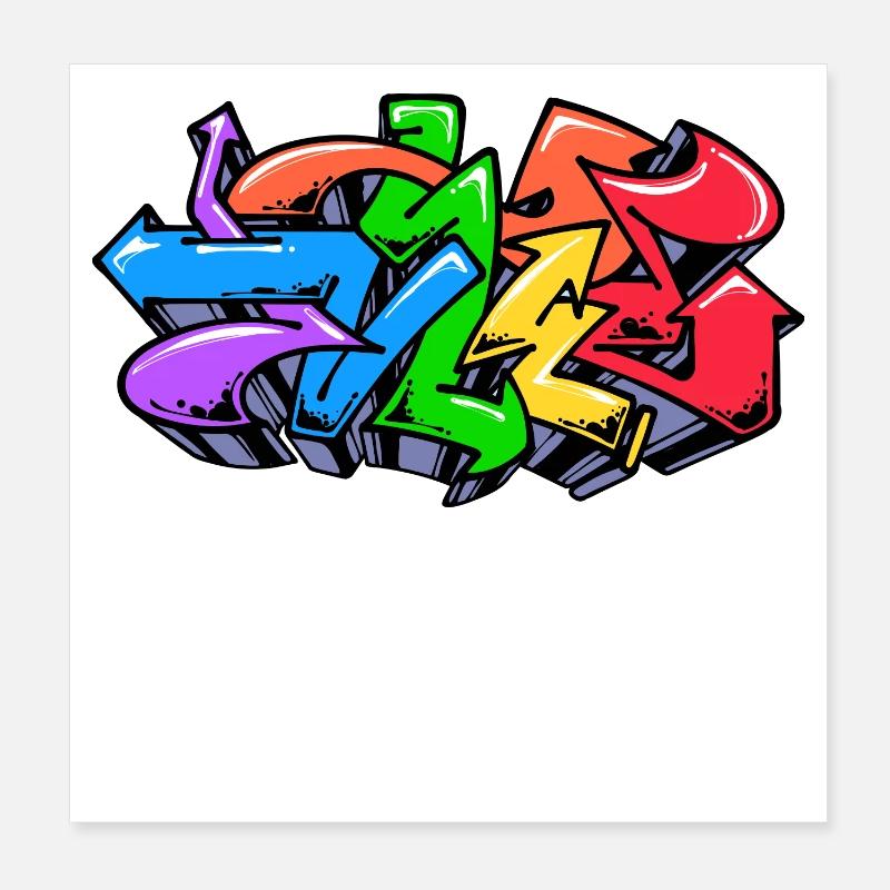 Graffiti Strassenkunst Wildstyle Illustration Poster 20x20 cm
