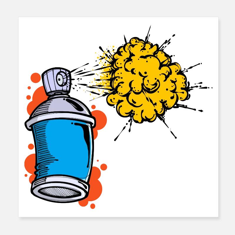 Zeichnen Illustration Graffiti Spraydose Sprayer - Poster 20x20 cm - Weiß
