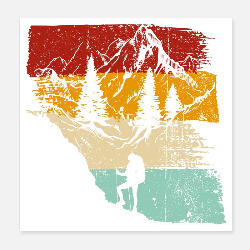 Sunset Forest Trek Retro Poster 8" x 8" (20x20 cm)