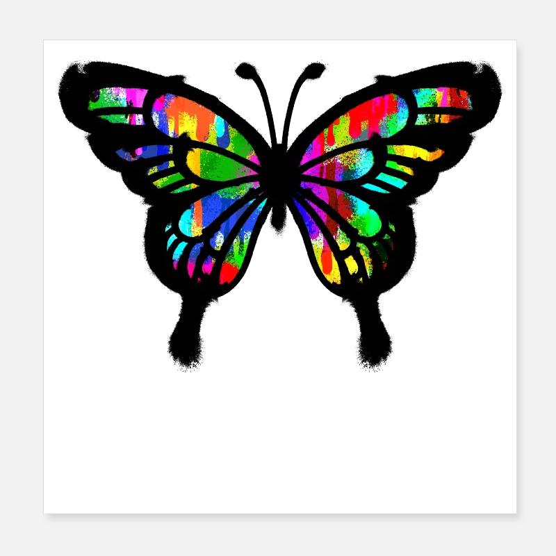 Graffiti Art papillon Illustration dessin Poster 20 x 20 cm