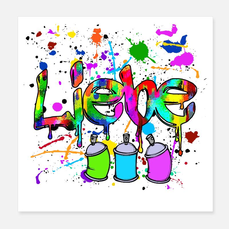 Drawing Saying Spray Can Sprayer Graffiti Art Poster 8" x 8" (20x20 cm)