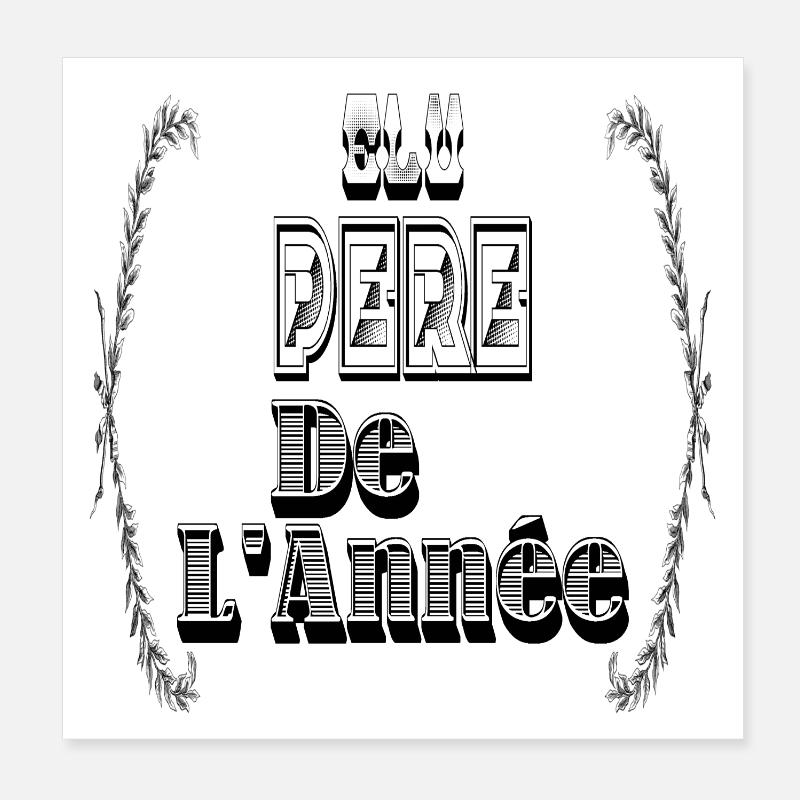 Elu Père Année Papa Poster 20 x 20 cm