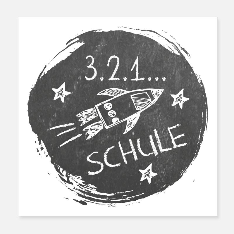 Retour à l’école - École 3-2-1 | Optique Rocket Blackboard Poster 20 x 20 cm
