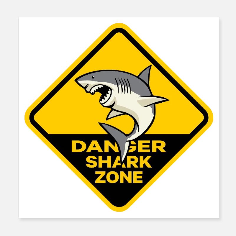 Zone de requins dangereux Poster 20 x 20 cm