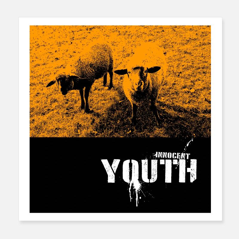 Vilain mouton sur le terrain avec texte graffiti Poster 20 x 20 cm