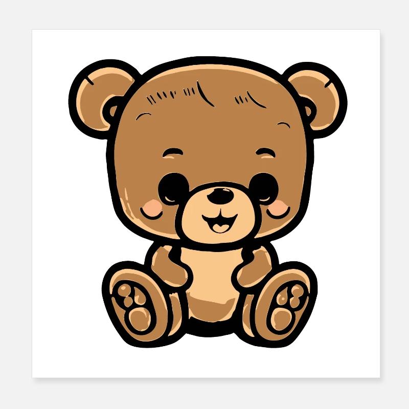 Câlin Teddy Sitting Brown Bear Poster 20 x 20 cm