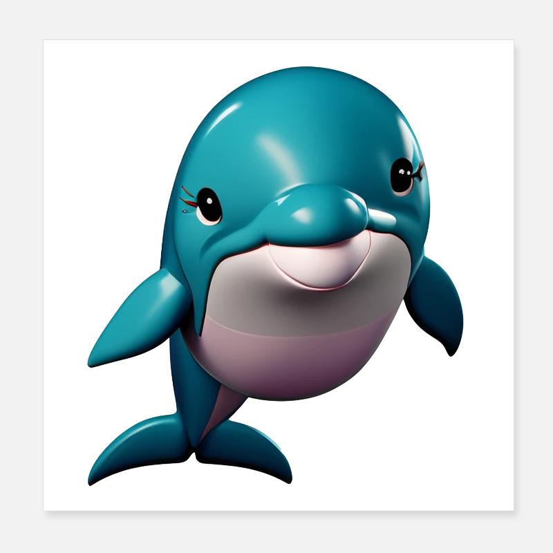 Delphin Mädchen Poster 20x20 cm