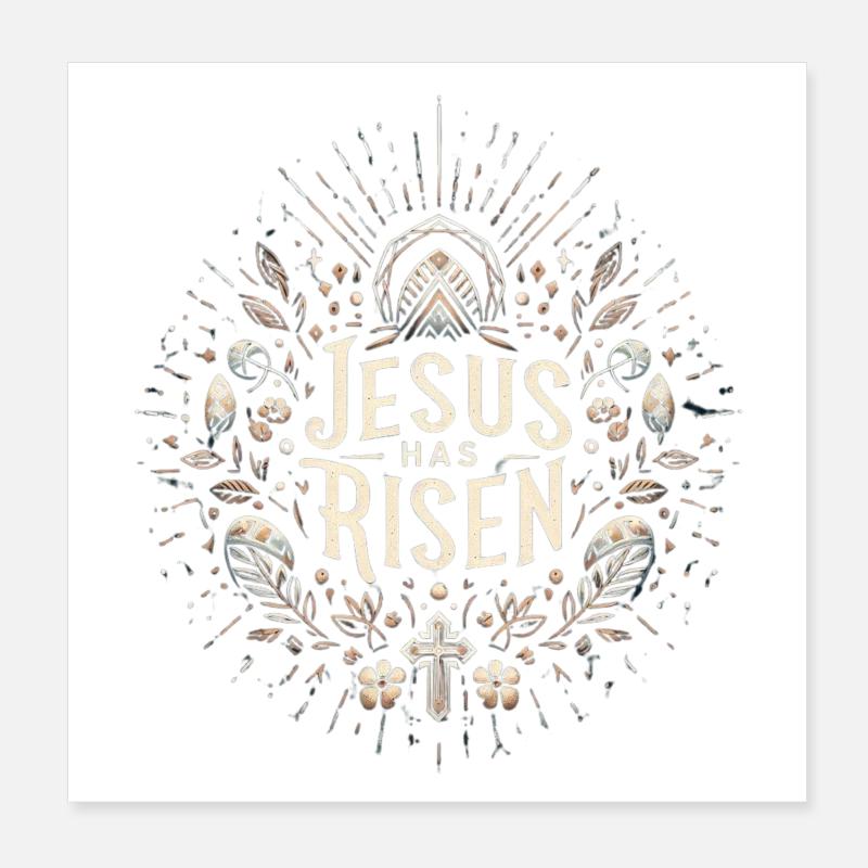 Jesus is Risen Circle Poster 8" x 8" (20x20 cm)