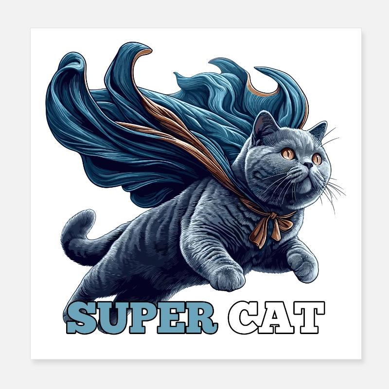 Super Cat BKH Blue Gift Poster 8" x 8" (20x20 cm)