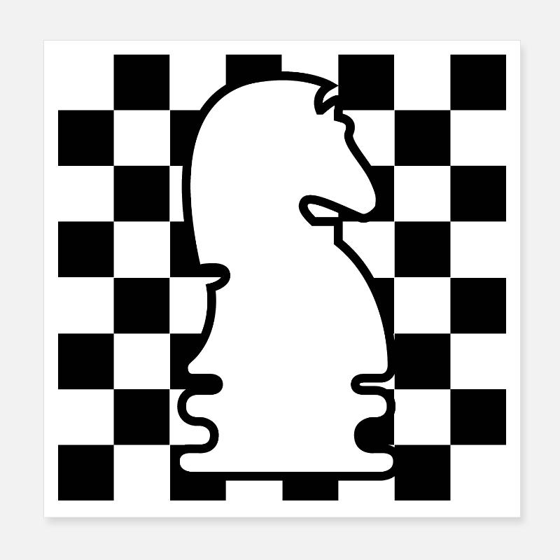 chess, horse, checkerboard, pattern, icon, graphic icon Poster 8" x 8" (20x20 cm)