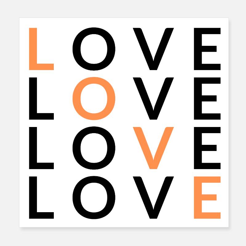 4 AMOUR orange Poster 20 x 20 cm