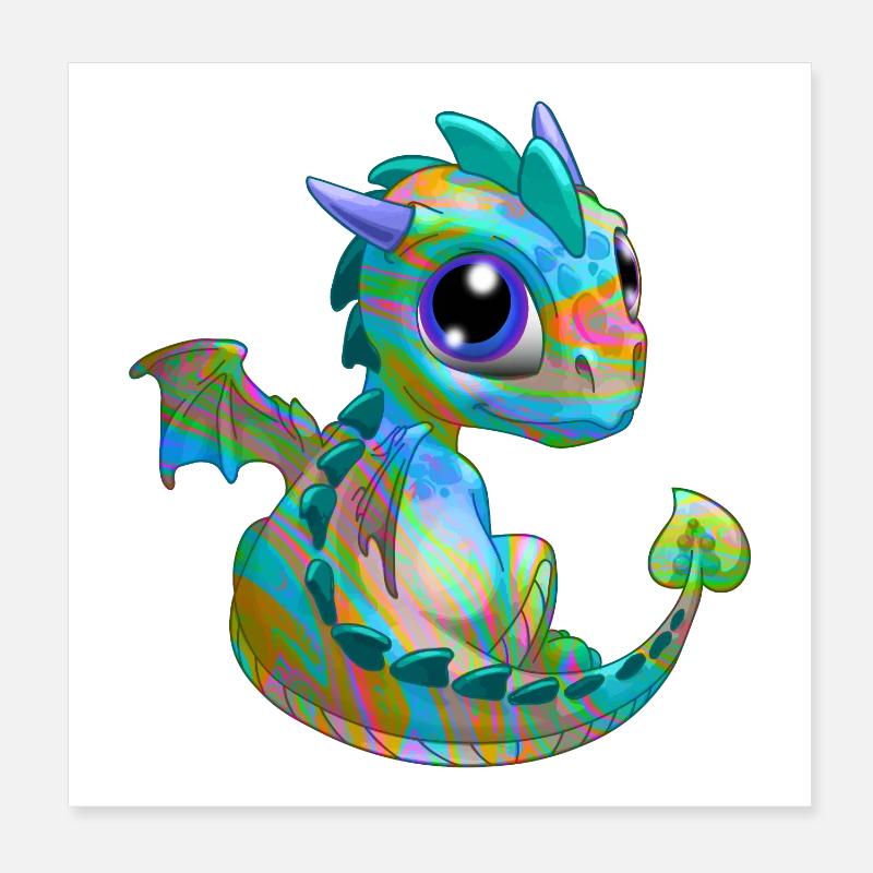 Bébé dragon psy| Mignon Psy bébé dragon Poster 20 x 20 cm