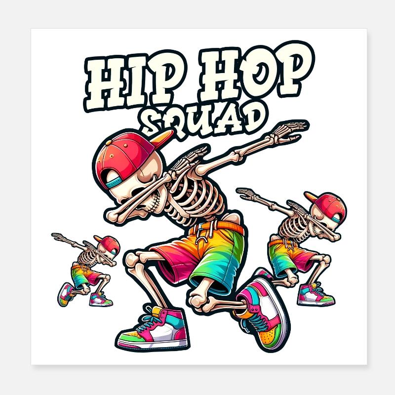Hip Hop Squad – Cooles Dabbing Skeleton Dab Street Poster 20x20 cm