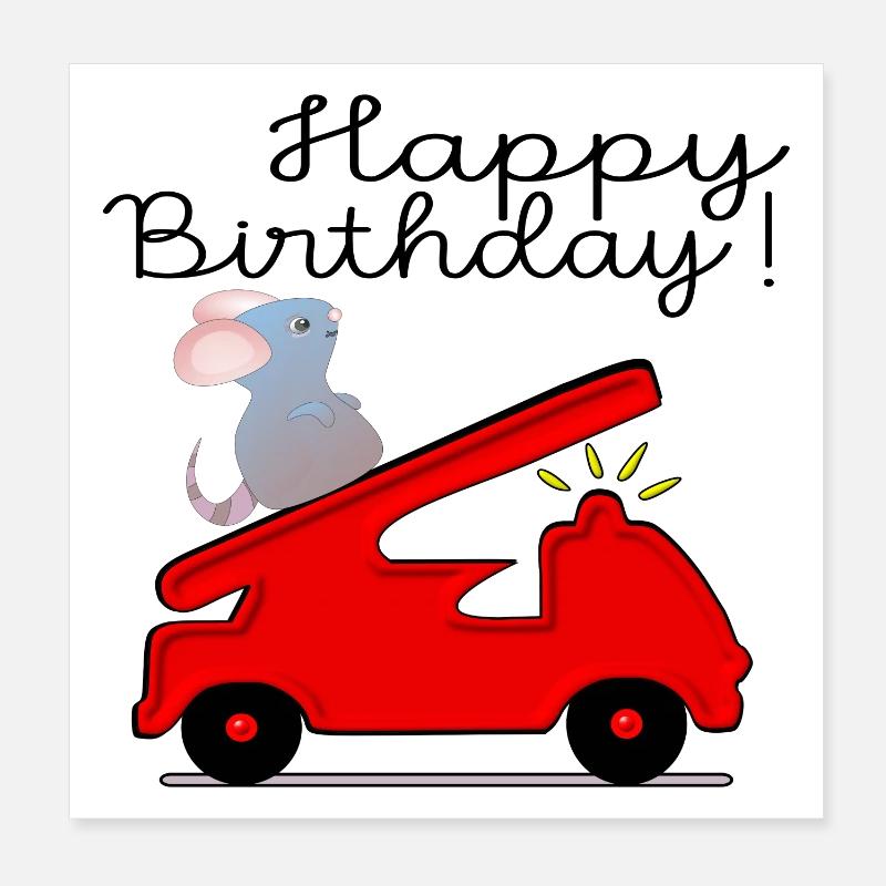 JOYEUX ANNIVERSAIRE POMPIER Poster 20 x 20 cm