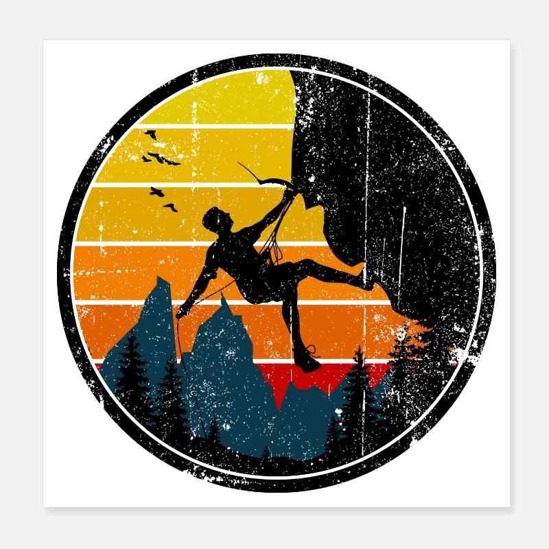 Badge de grimpeur au coucher du soleil Poster 20 x 20 cm