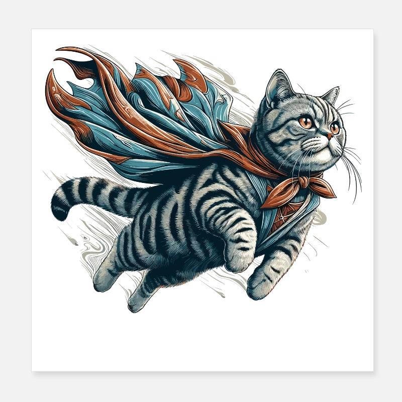 Super Katze Britisch Kurzhaar BKH getigert Poster 20x20 cm