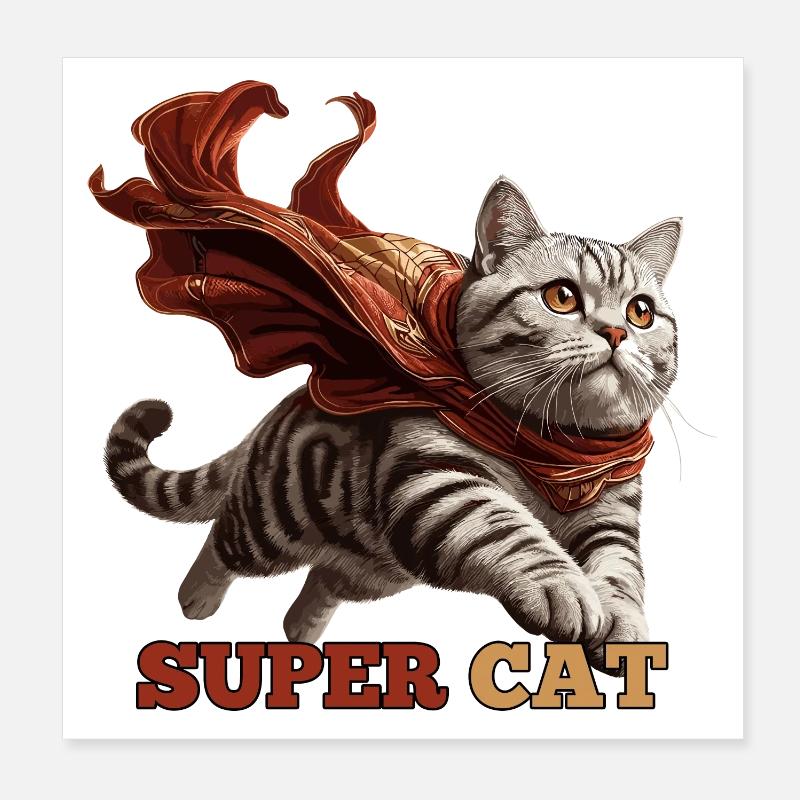Super Katze Britisch Kurzhaar BKH getigert Poster 20x20 cm