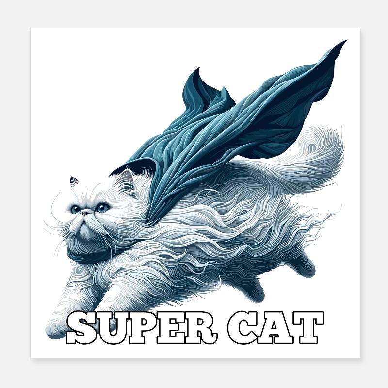Super chat persan blanc chat persan cadeau Poster 20 x 20 cm