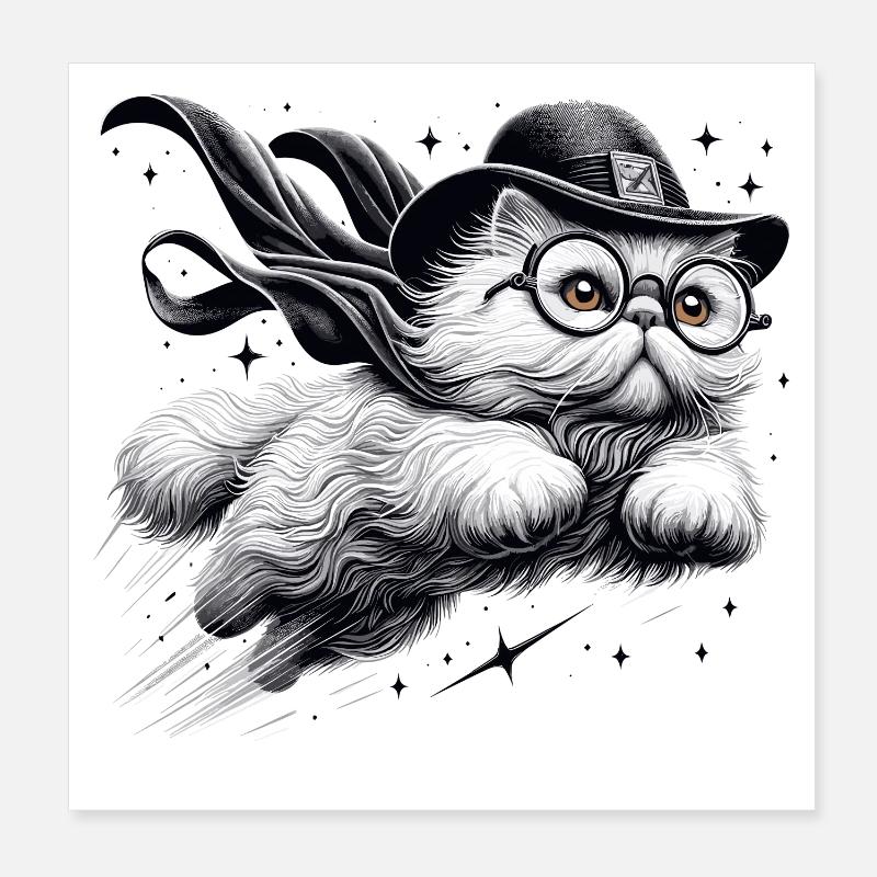 Cadeau magique de chat persan blanc persan Poster 20 x 20 cm