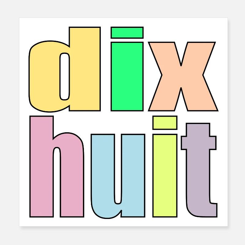 dix-huit - 18e anniversaire - 18 ans - chiffre 18 Poster 20 x 20 cm