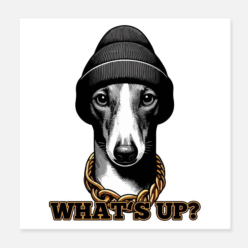 Greyhound : Que se passe-t-il ? Cadeau de chien Poster 20 x 20 cm