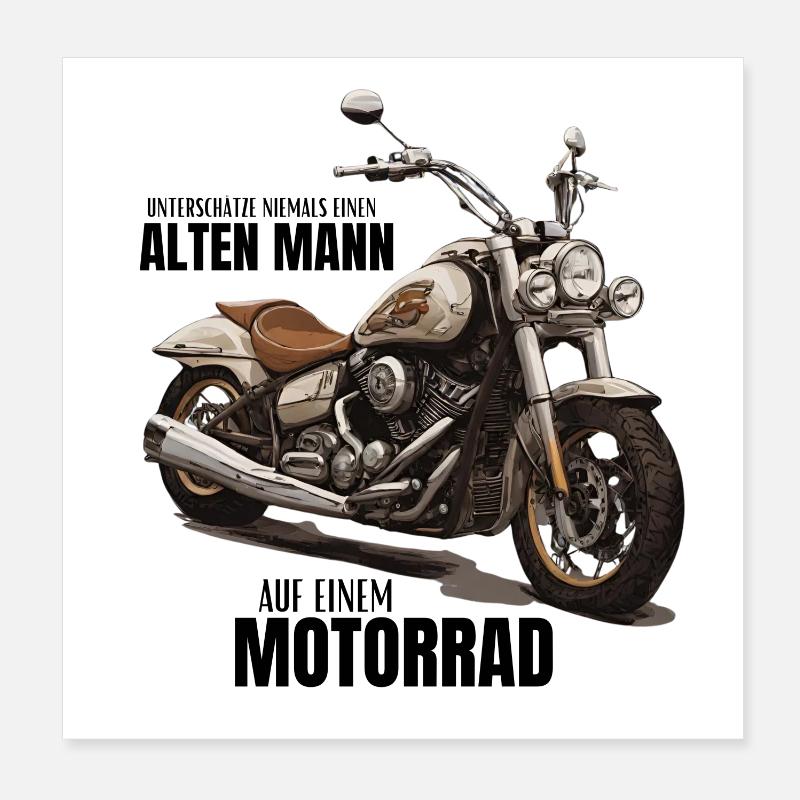 Motorfiets - onderschat nooit een oude man Poster 20x20 cm