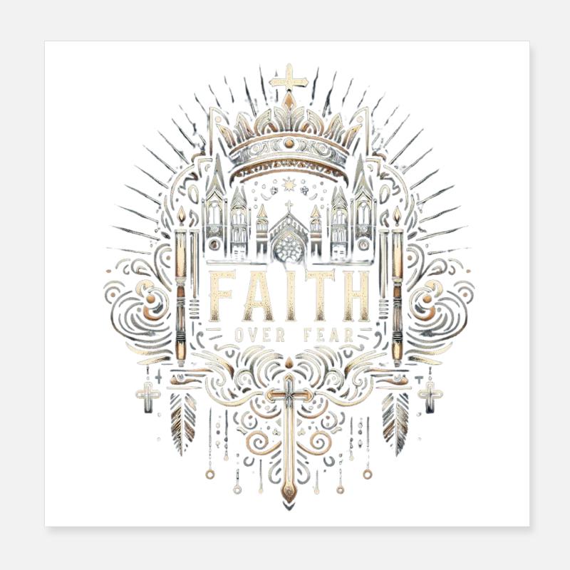 La foi avant la peur – Gothic Crown Poster 20 x 20 cm