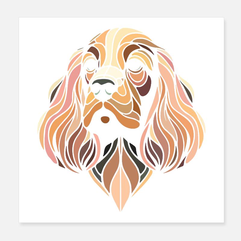 Cocker Spaniel Hundekopf geometrische Kunst Polygon Kunst Poster 20x20 cm