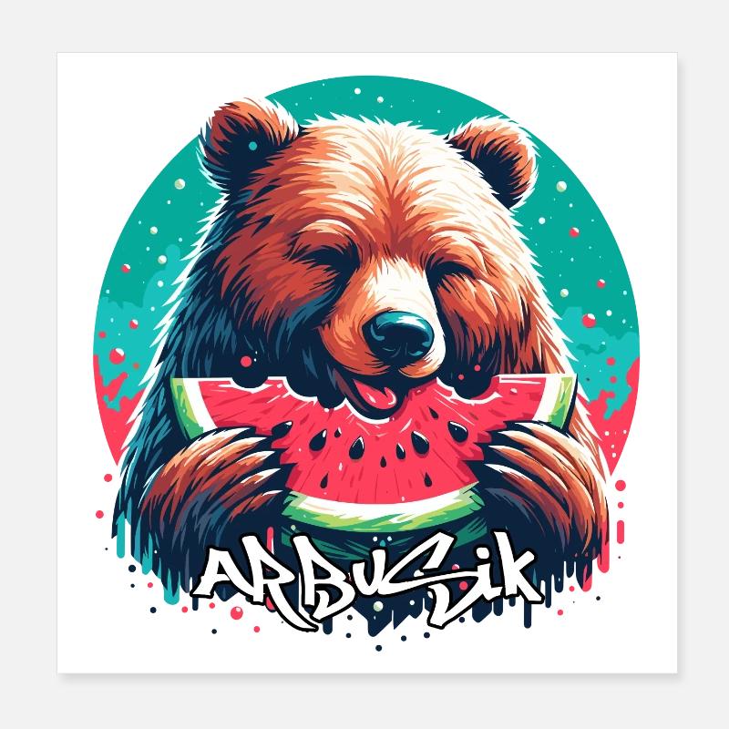 Watermelon Arbusik Bear Yummy Gift Poster 8" x 8" (20x20 cm)