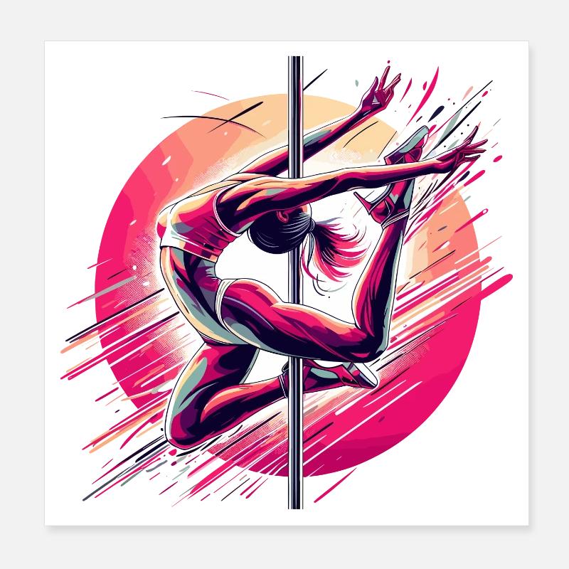 Pole Dance Dynamique Rose Cadeau Poster 20 x 20 cm