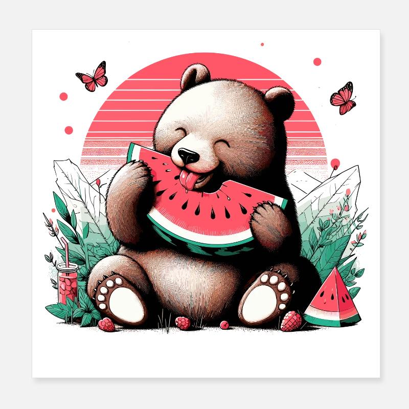 Pastèque Arbusik ours cadeau délicieux Poster 20 x 20 cm
