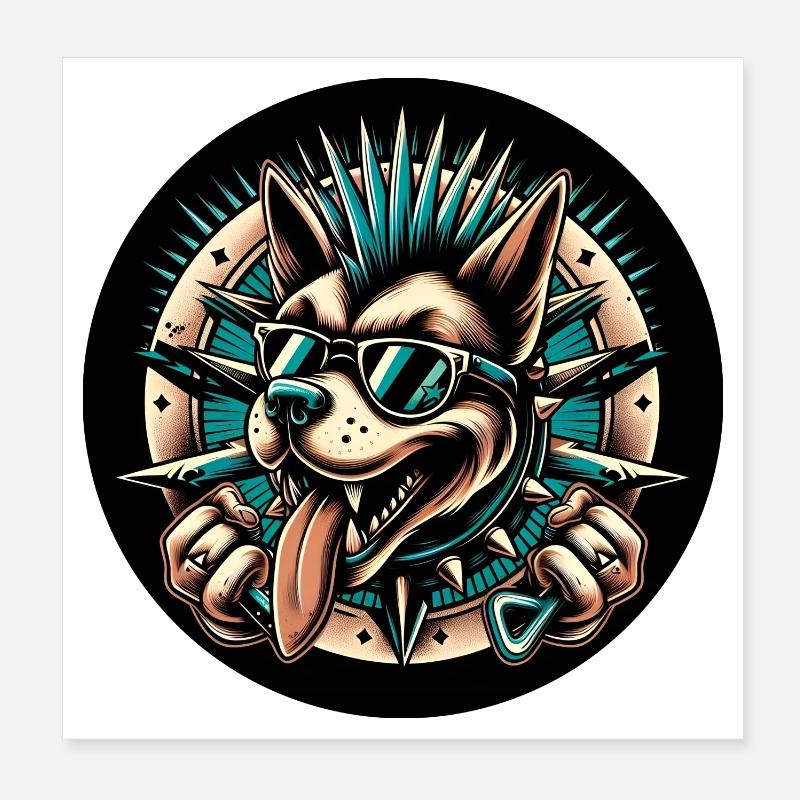 Chien punk Poster 20 x 20 cm