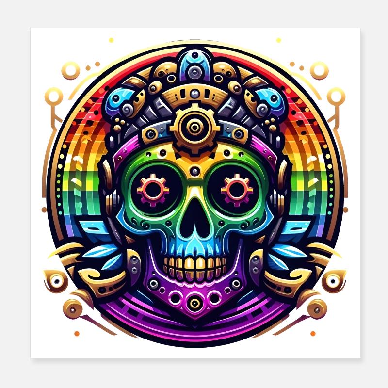 Metallic Rainbow Skull 2 Poster 8" x 8" (20x20 cm)