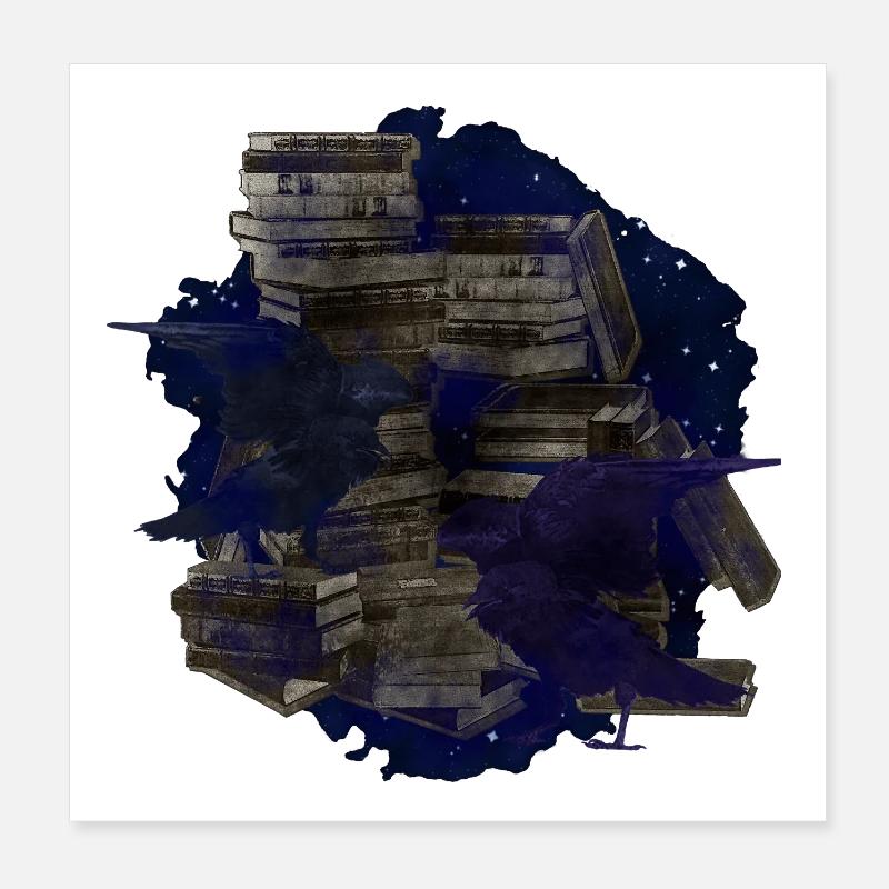 Bücher Design, kolkrabe, Geburtstagsgeschenk Mann Poster 20x20 cm