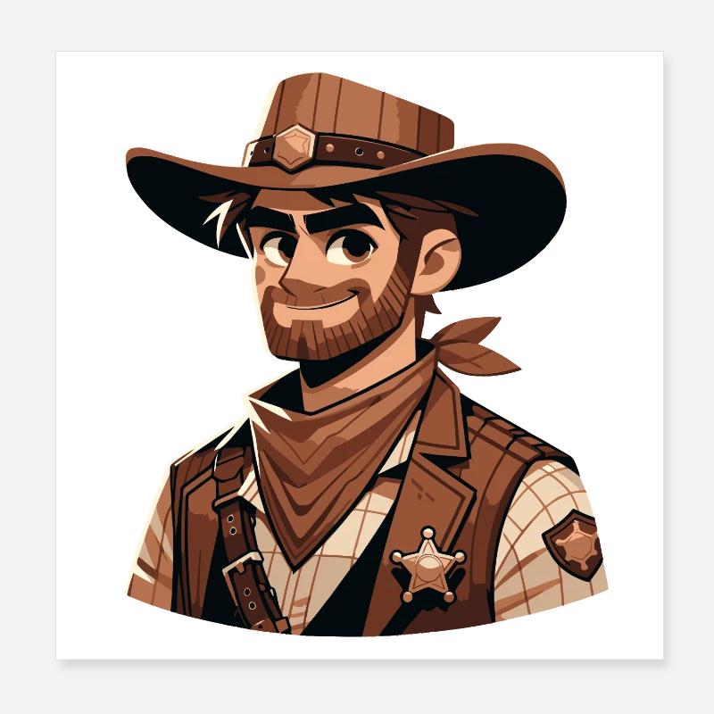 Cartoon Sheriff Poster 8" x 8" (20x20 cm)