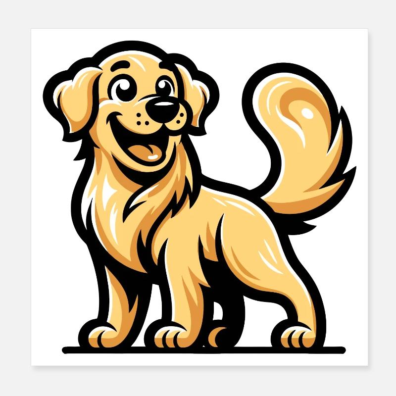 A cartoon style golden retriever Poster 8" x 8" (20x20 cm)