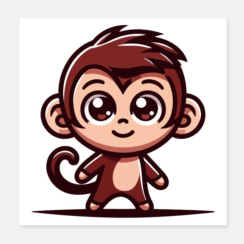 Un singe mignon de style dessin animé Poster 20 x 20 cm
